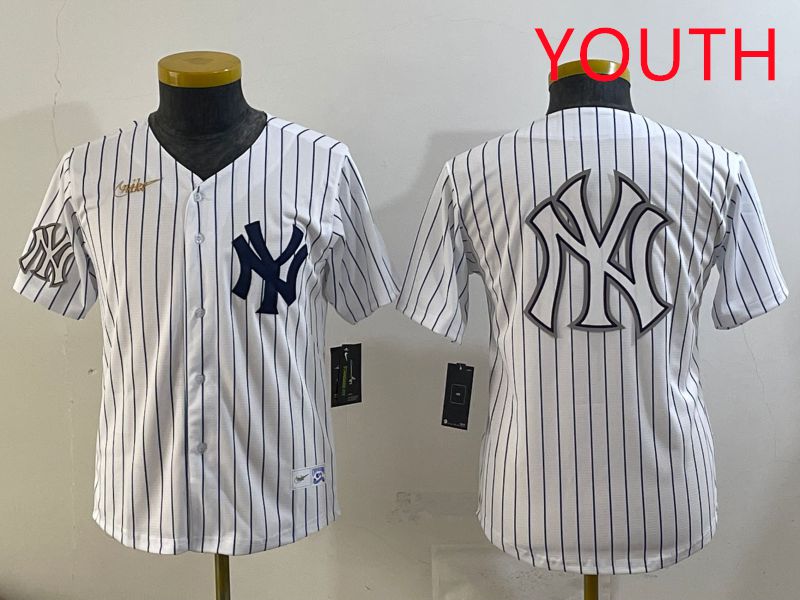 Youth 2025 New York Yankees Blank White Stripe Throwback Nike MLB Jersey style 19->youth mlb jersey->Youth Jersey